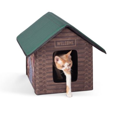 K&H Pet Products 100540679 Outdoor Kitty House Outdoor Cat House for Outside Community Cats. (Unheated) Log Cabin Design