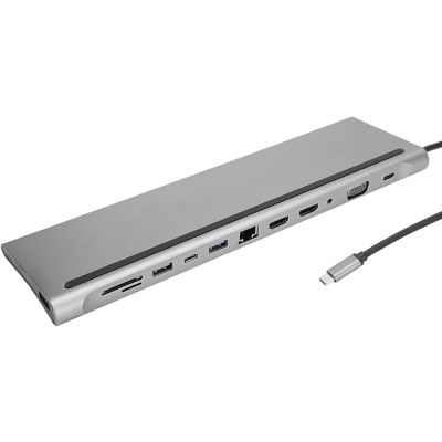USB Docking Station PD Fast Charge 12 in 1 Docking Station 2 Card Slots for Type C Notebooks