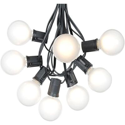 Warm White Low Voltage Festoon Lights on Black Cable