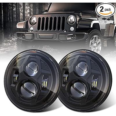 DOT 7 Inch Round LED Headlights-2pack(Black)