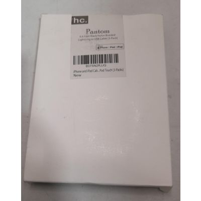 Panton  6.6 feet  Black Nylon Braided 8 Pin connector TO usb Cable 3 pack