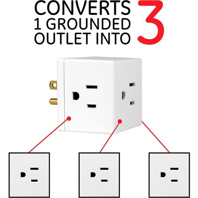 Current Tap FA-368K 3-Outlet Extender Wall Tap Cube-White