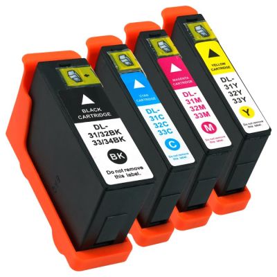 DL-31/32/33/34 (BK/C/M/Y) 4-color set Compatible ink cartridge for DELL
