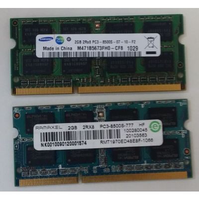 Assorted Major Brand 2GB SODIMM DDR3 PC3-8500 Laptop Memory