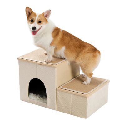 PAWZ AMT0067BG-HW  Road 2-in-1 Jumping Platform Portable Home Ladder- Beige 