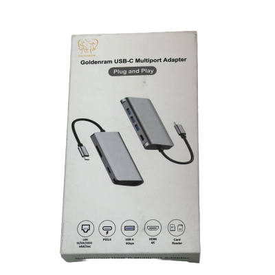 Goldenram USB-C Multiport 8x Adapter: USB3.0 ×3, HDMI, SD + Micro, LAN, &PD 3.0